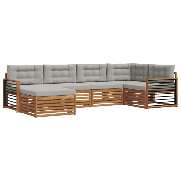 vidaXL Venkovn&iacute; pohovkov&aacute; souprava 6 pcs Př&iacute;rodn&iacute; a světle &scaron;ed&aacute;