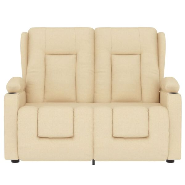 vidaXL 2místné masážní polohovací křeslo držáky nápojů krémové textil