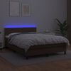 vidaXL Box spring postel s matrac&iacute; a LED hněd&aacute; 140x190 cm uměl&aacute; kůže