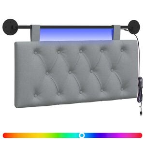 vidaXL Z&aacute;věsn&eacute; čelo postele S LED osvětlen&iacute;m Světle &scaron;ed&aacute; Textil