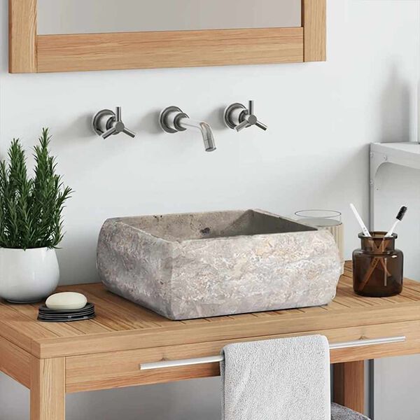 vidaXL Umyvadlo &scaron;ed&eacute; 30 x 30 x 13 cm mramor