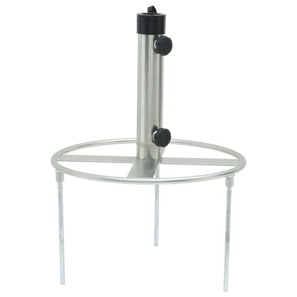 vidaXL Z&aacute;kladna pro slunečn&iacute;k se zemn&iacute;mi hroty &Oslash;38/48 mm stř&iacute;brn&aacute; ocel