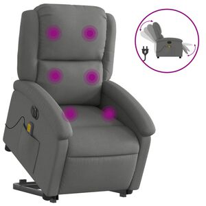 vidaXL Elektrick&eacute; zvedac&iacute; mas&aacute;žn&iacute; polohovac&iacute; křeslo tmavě &scaron;ed&eacute; textil