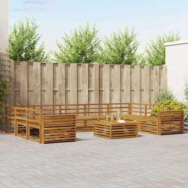 vidaXL Sedac&iacute; soupravy 10 pcs Př&iacute;rodn&iacute; Masivn&iacute; ak&aacute;tov&eacute; dřevo