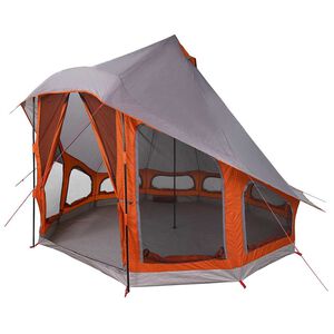vidaXL Tipi stan se střechou &Scaron;ed&aacute; a oranžov&aacute; 404 x 370 x 270 cm taft