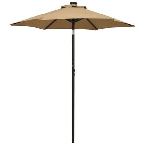 vidaXL Zahradn&iacute; slunečn&iacute;k s LED osvětlen&iacute;m taupe 200 x 211 cm hlin&iacute;k