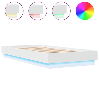 vidaXL Rám postele s LED osvětlením bílý 90 x 190 cm
