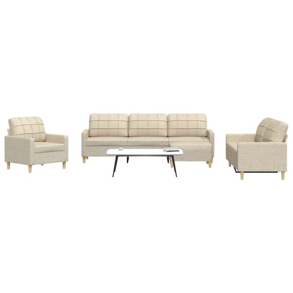 vidaXL 4d&iacute;ln&aacute; sedac&iacute; souprava s podnožkou kr&eacute;mov&aacute; textil