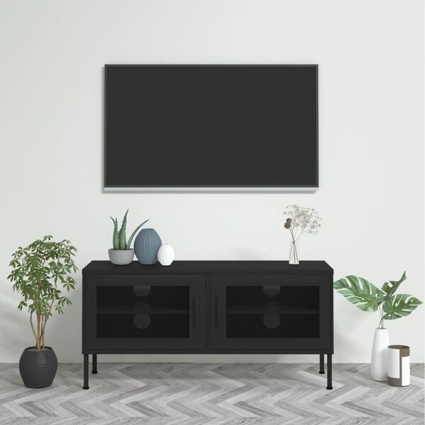 vidaXL TV skř&iacute;ňka čern&aacute; 105 x 35 x 50 cm ocel