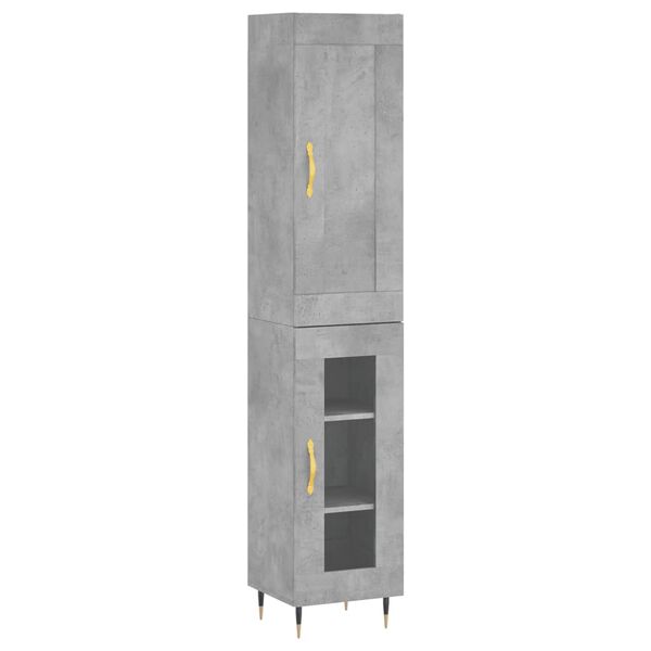vidaXL Skř&iacute;ň highboard betonově &scaron;ed&aacute; 34,5x34x180 cm kompozitn&iacute; dřevo