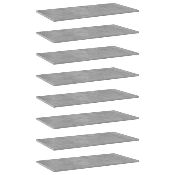 vidaXL Př&iacute;davn&eacute; police 8 ks betonově &scaron;ed&eacute; 80 x 40 x 1,5 cm dřevotř&iacute;ska