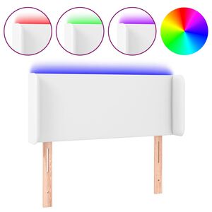vidaXL Čelo postele s LED b&iacute;l&eacute; 83 x 16 x 78/88 cm uměl&aacute; kůže