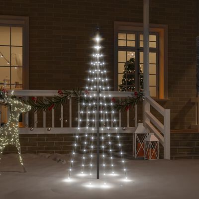 vidaXL Vánoční stromek na stožár 108 studených bílých LED diod 180 cm