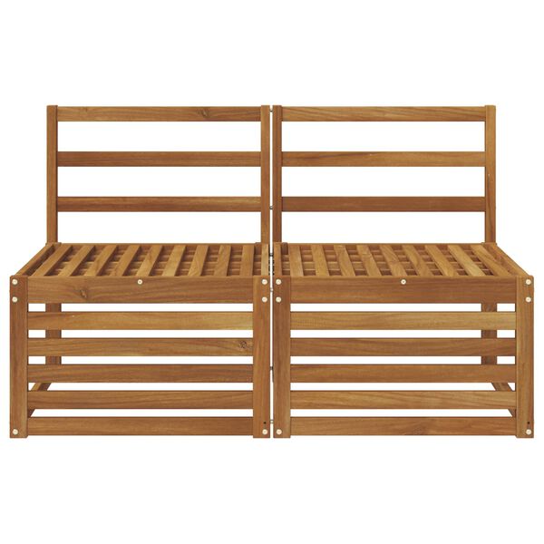 vidaXL 2 Kus Venkovn&iacute; středn&iacute; pohovka Masivn&iacute; ak&aacute;tov&eacute; dřevo Př&iacute;rodn&iacute;