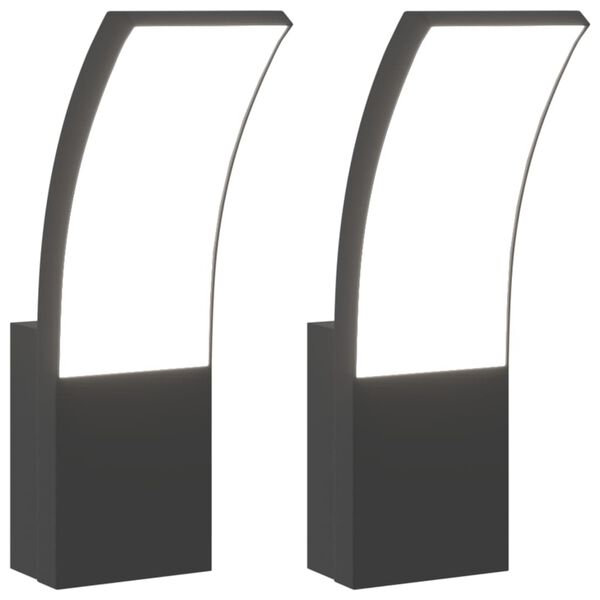 vidaXL Venkovní nástěnná LED svítidla 2 ks černá litý hliník