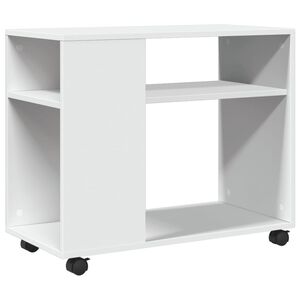 vidaXL Odkl&aacute;dac&iacute; stolek na kolečk&aacute;ch b&iacute;l&yacute; 70x35x60 cm kompozitn&iacute; dřevo