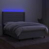 vidaXL Box spring postel s matrac&iacute; a LED světle &scaron;ed&aacute; 140x190 cm textil