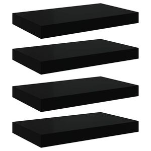 vidaXL Plovouc&iacute; n&aacute;stěnn&eacute; police 4 ks leskl&eacute; čern&eacute; 40 x 23,5 x 3,8 cm MDF