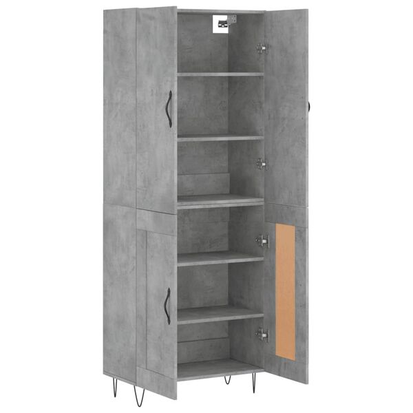vidaXL Skř&iacute;ň highboard betonově &scaron;ed&aacute; 69,5x34x180 cm kompozitn&iacute; dřevo