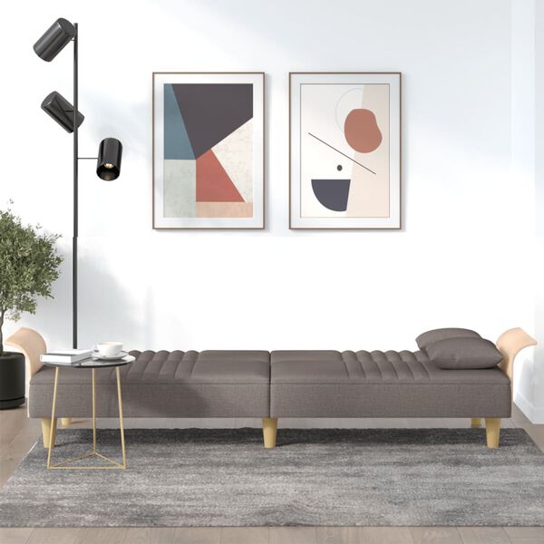 vidaXL Rozkl&aacute;dac&iacute; pohovka s područkami taupe textil