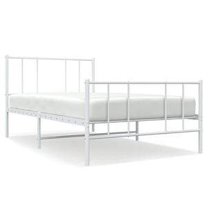 vidaXL Kovov&yacute; r&aacute;m postele s hlavov&yacute;m a nožn&iacute;m čelem b&iacute;l&yacute; 75 x 190 cm