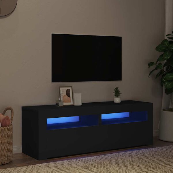 vidaXL TV skříňka s LED osvětlením černá 120 x 35 x 40 cm
