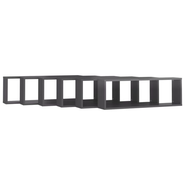 vidaXL N&aacute;stěnn&eacute; krychlov&eacute; police 6 ks &scaron;ed&eacute; 80x15x26,5 cm dřevotř&iacute;ska