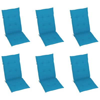 vidaXL Zahradní židle 6 ks s modrými poduškami masivní teak