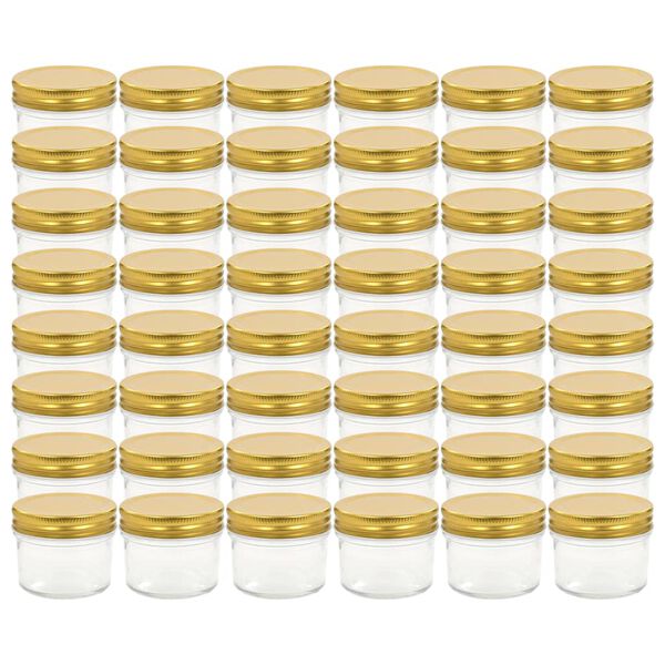 vidaXL Zavařovac&iacute; sklenice se zlat&yacute;mi v&iacute;čky 48 ks 110 ml