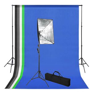 vidaXL Foto studio set s fotopozad&iacute;m a softboxem
