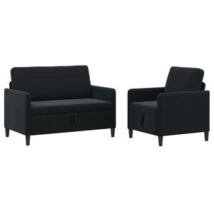 vidaXL Sedačka se storage 2 ks Čern&aacute; Polyester