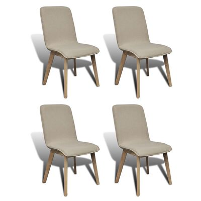 vidaXL Jídelní židle 4 ks béžové textil a masivní dubové dřevo