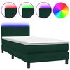 vidaXL Box spring postel s matrac&iacute; a LED tmavě zelen&aacute; 90x220 cm samet