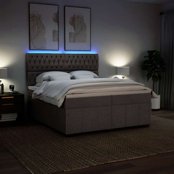 vidaXL Box spring postel s matrac&iacute; taupe 200x200 cm textil