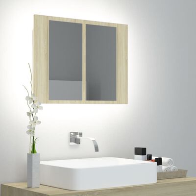 vidaXL LED koupelnové zrcadlo dub sonoma 60 x 12 x 45 cm akrylové