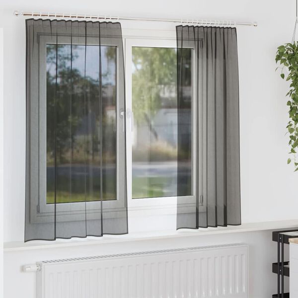 vidaXL Vo&aacute;lov&eacute; z&aacute;clony s tyčov&yacute;mi kapsami 2 ks čern&eacute;