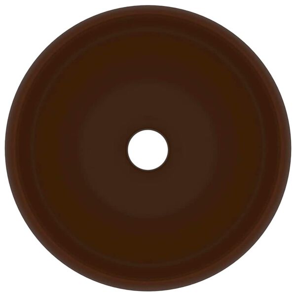 vidaXL Luxusn&iacute; umyvadlo kulat&eacute; matn&eacute; tmavě hněd&eacute; 40 x 15 cm keramick&eacute;