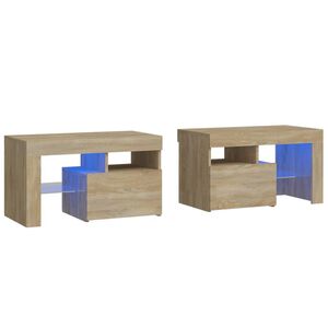vidaXL Nočn&iacute; stolky 2 ks s LED osvětlen&iacute;m dub sonoma 70 x 36,5 x 40 cm