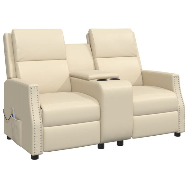 vidaXL 2místné masážní polohovací křeslo krémové umělá kůže