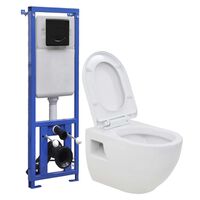 vidaXL Závěsná toaleta s podomítkovou vysokou nádržkou keramická