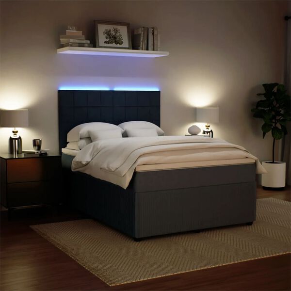 vidaXL Box spring postel s matrac&iacute; tmavě &scaron;ed&aacute; 140x200 cm samet