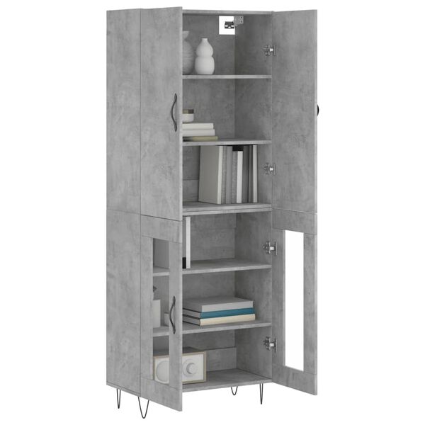 vidaXL Skř&iacute;ň highboard betonově &scaron;ed&aacute; 69,5x34x180 cm kompozitn&iacute; dřevo