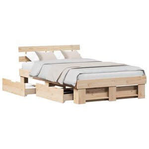 vidaXL R&aacute;m postele s čelo Hněd&aacute; 140 x 190 cm Masivn&iacute; borov&eacute; dřevo