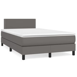 vidaXL Box spring postel s matrac&iacute; &scaron;ed&aacute; 120x200 cm uměl&aacute; kůže