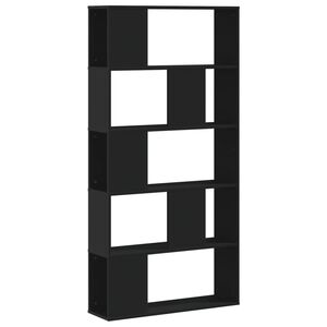 vidaXL Knihovna 5patrov&aacute; čern&aacute; 80,5 x 23,5 x 162,5 cm kompozitn&iacute; dřevo