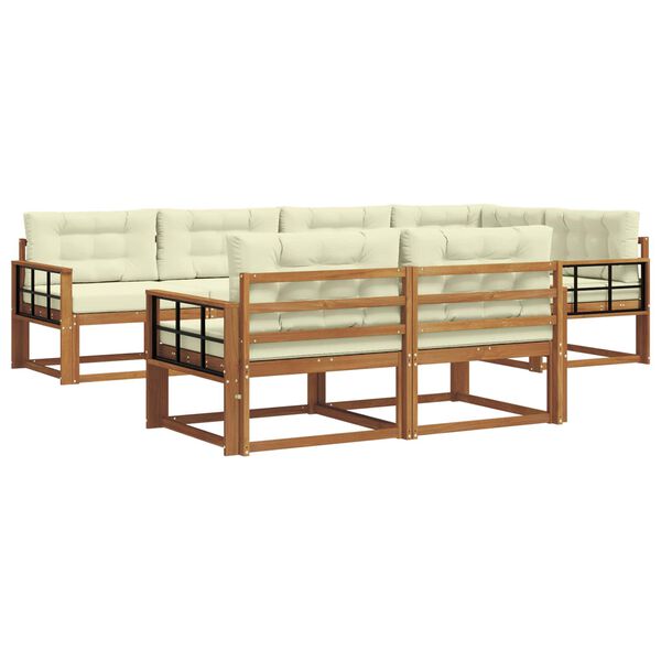 vidaXL Venkovn&iacute; pohovkov&aacute; souprava 7 pcs Přirozen&aacute; a Kr&eacute;mov&aacute;