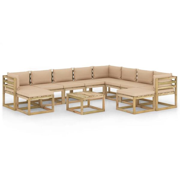 vidaXL 11d&iacute;ln&aacute; zahradn&iacute; sedac&iacute; souprava podu&scaron;ky impregnovan&aacute; borovice