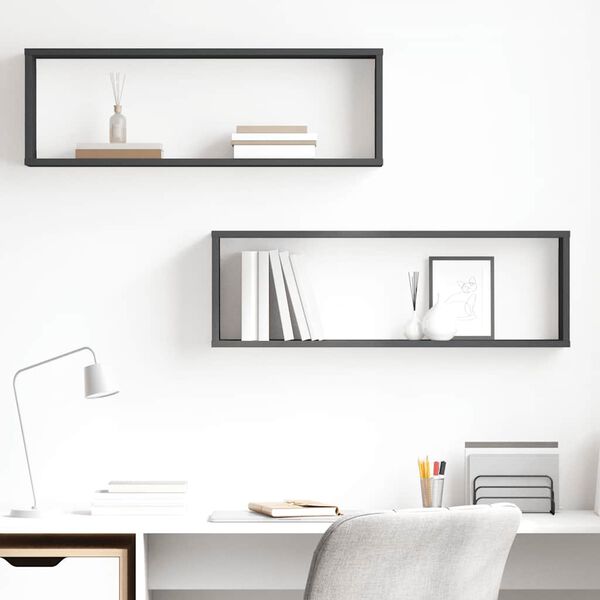 vidaXL N&aacute;stěnn&eacute; krychlov&eacute; police 2 ks &scaron;ed&eacute; 80x15x26,5 cm dřevotř&iacute;ska