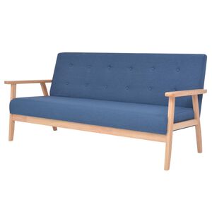 vidaXL Trojm&iacute;stn&aacute; sedačka, textil, modr&aacute;