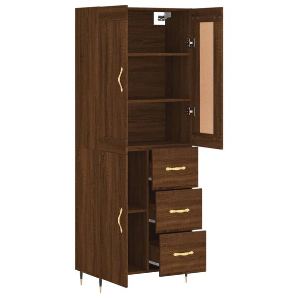 vidaXL Skř&iacute;ň highboard hněd&yacute; dub 69,5 x 34 x 180 cm kompozitn&iacute; dřevo